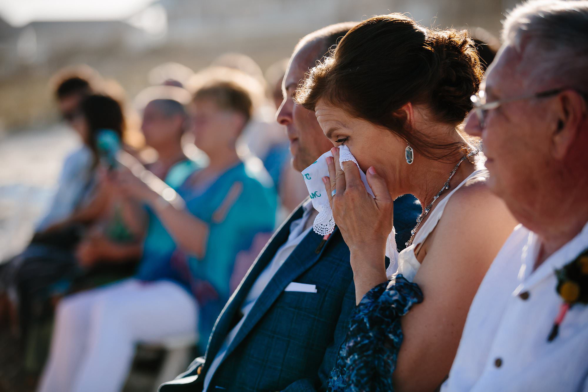 Parents crying at beach ceremony on St George Island Fl