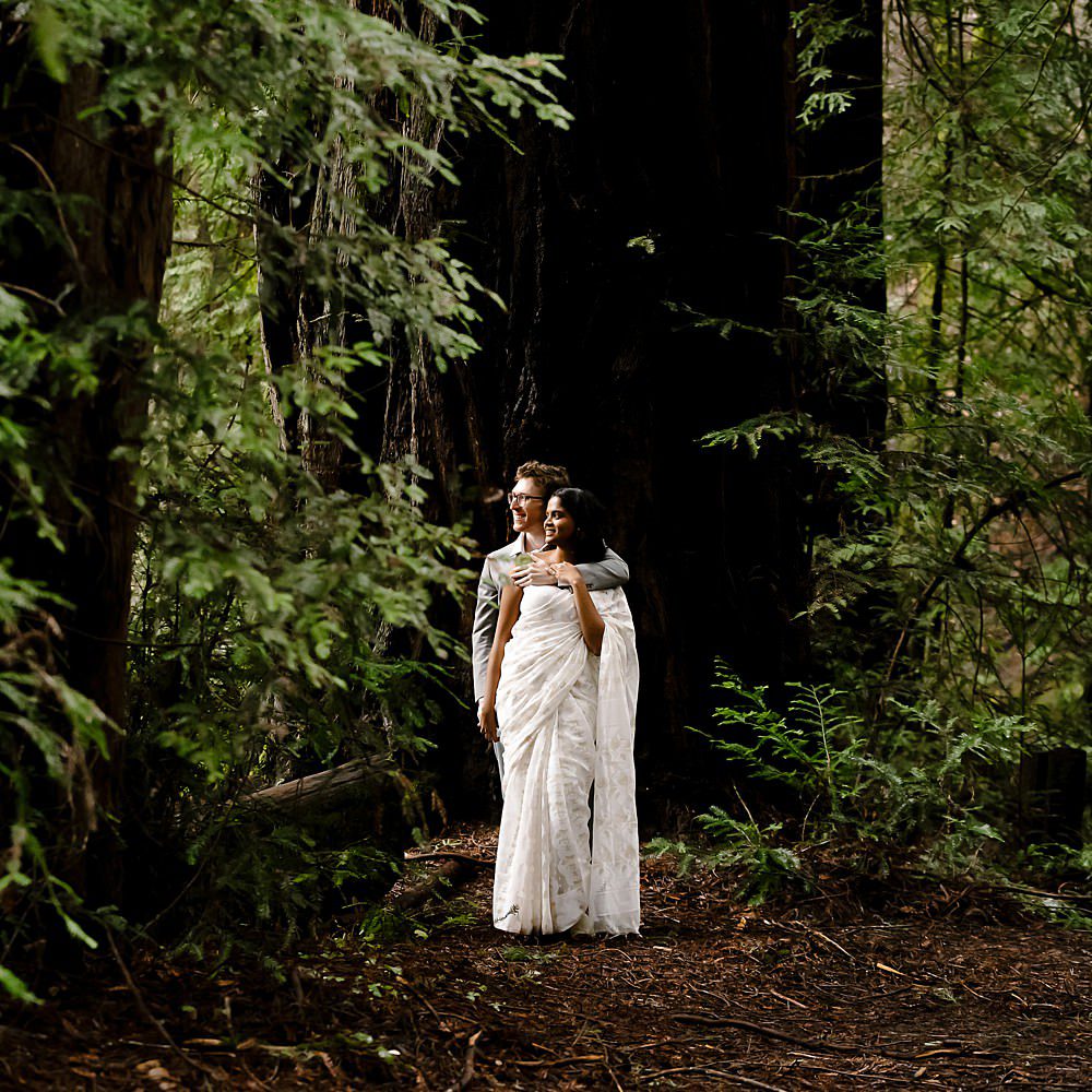 Newly eloped couple in Armstrong woods