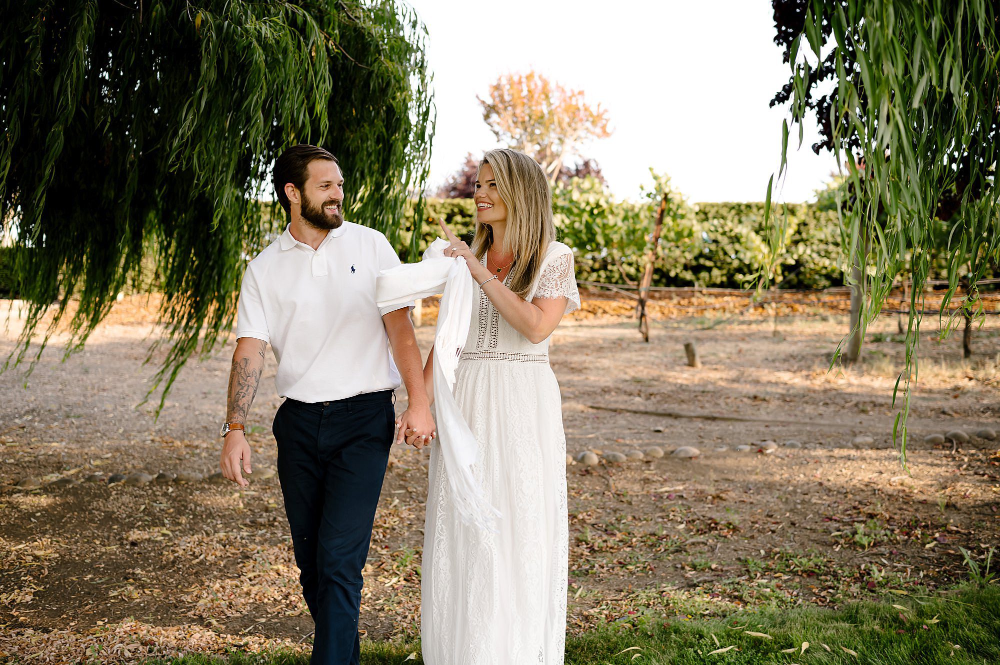 Melissa and Cameron in the vineyard at Domaine Carneros. 