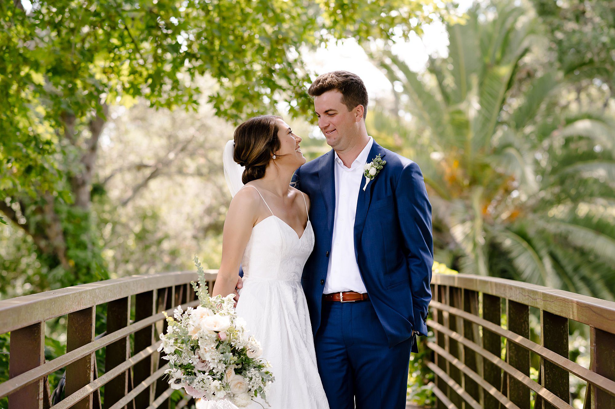 Bride and Grooms first look on the bridge at Silverado Resort in Napa